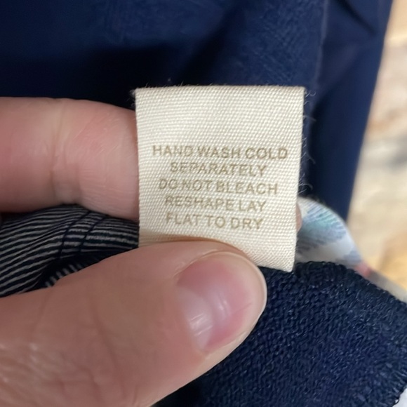 Paper + Tee size 2X navy color terrycloth hoodie with plaid bottom button detail - Picture 7 of 9